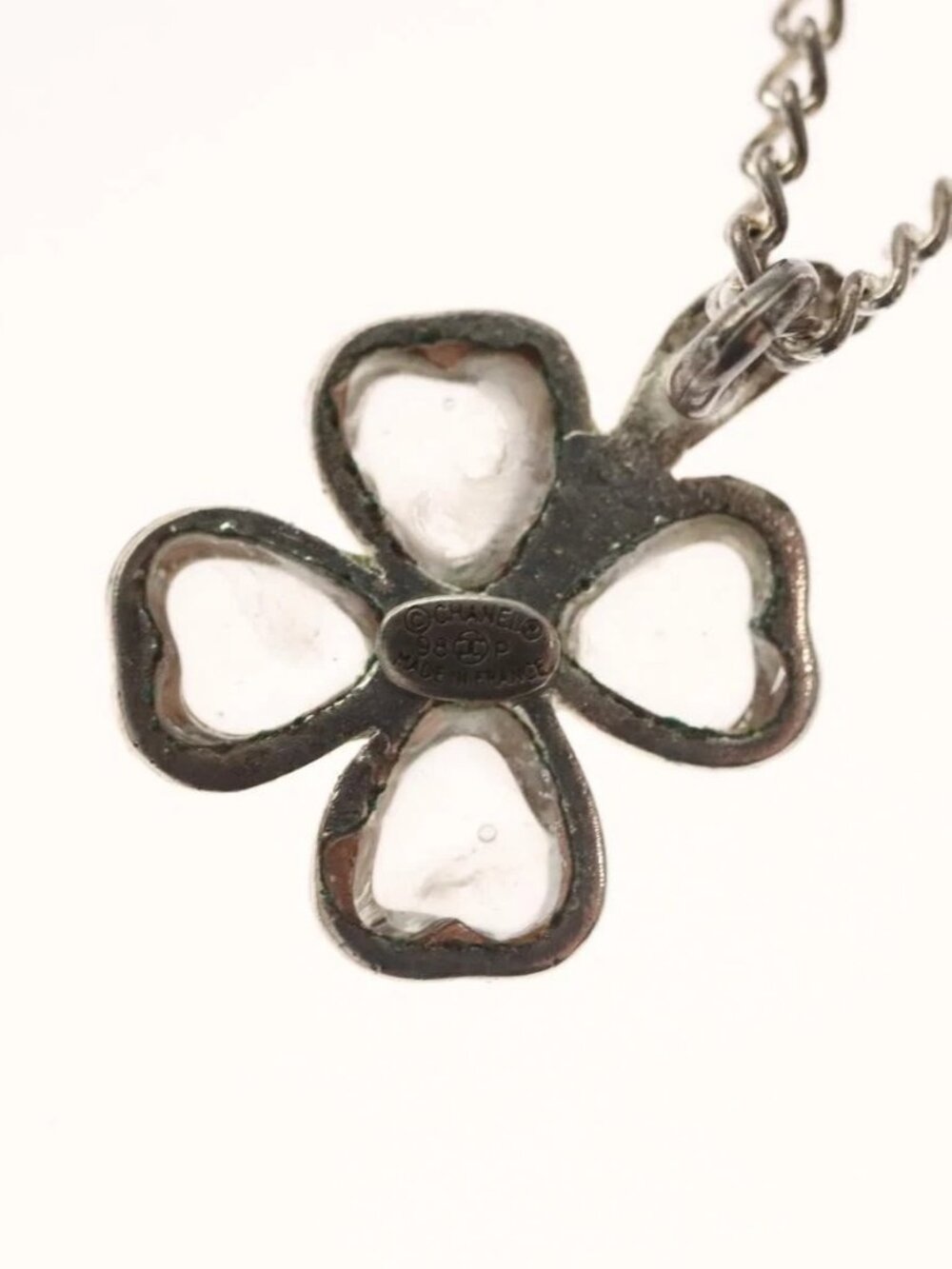 CHANEL Clover Necklace metal Silver CC - Picture 11 of 16